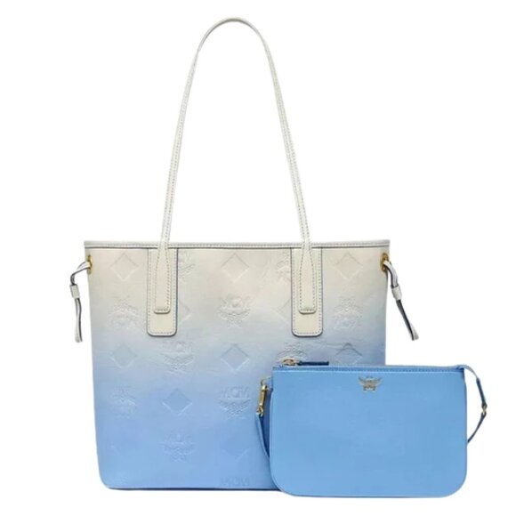 MCM Gradation Monogram Liz Small Shopper Bag - Della Robbia Blue - Picture 1 of 7